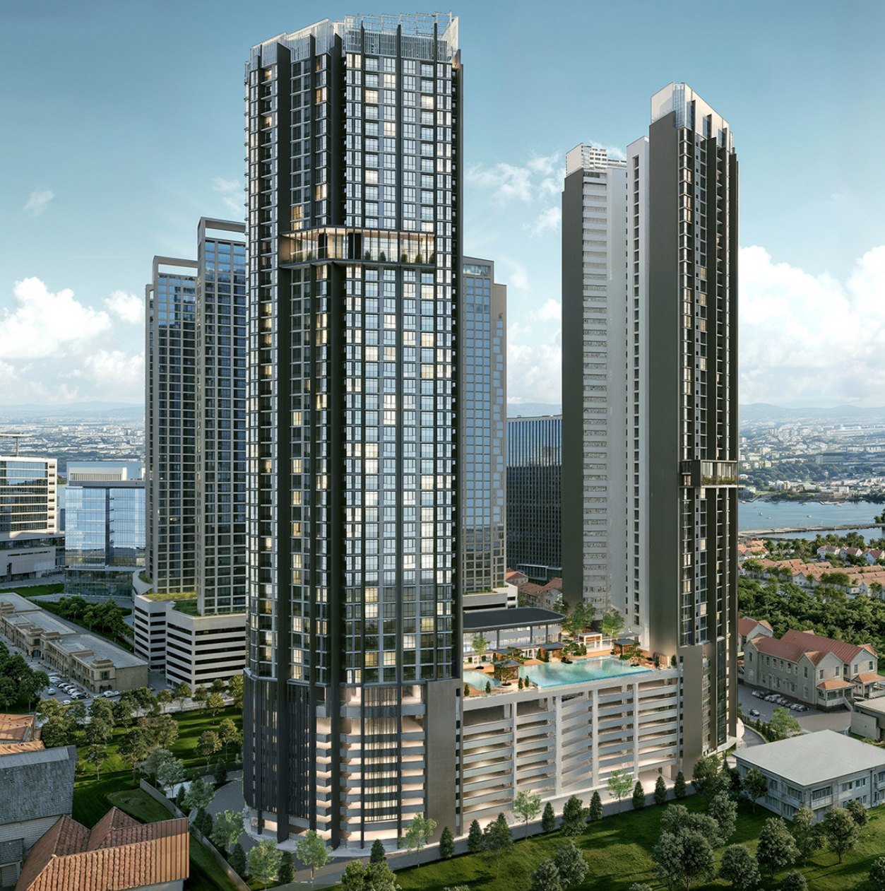 Eight and Eight Condominium towers and facilities podium, artist impression
